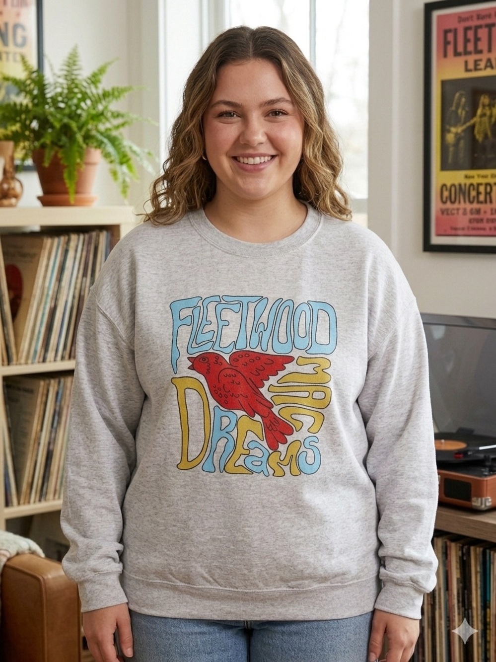 Fleetwood Mac 'Dreams' Gray Graphic Unisex Crewneck Sweatshirt Size 5XL